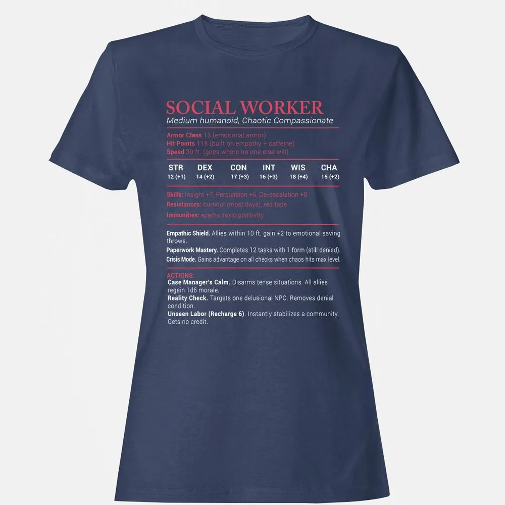 Social Worker Stats Women's T-Shirt - Navy - 10