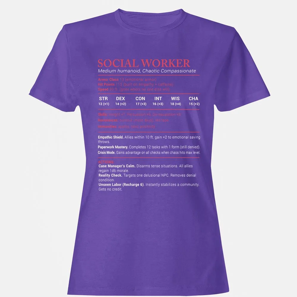 Social Worker Stats Women's T-Shirt - Purple - 12