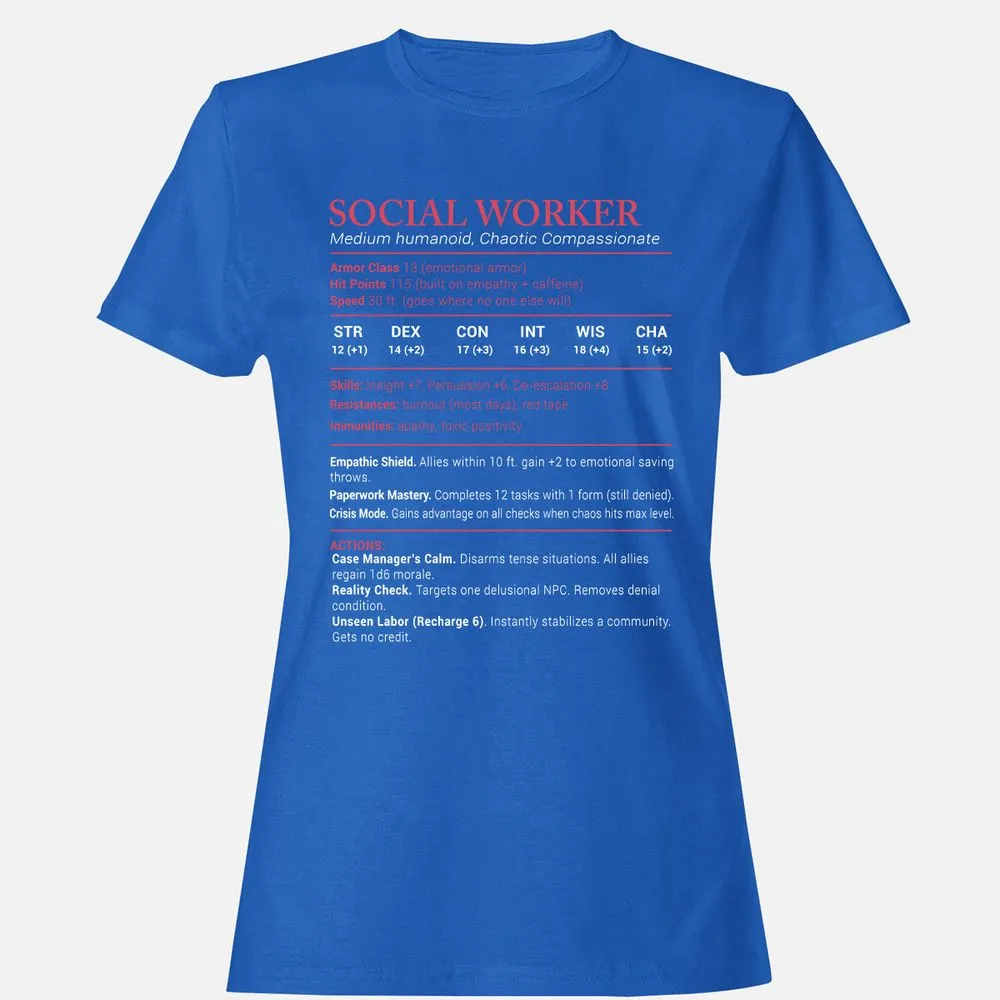 Social Worker Stats Women's T-Shirt - Royal - 14