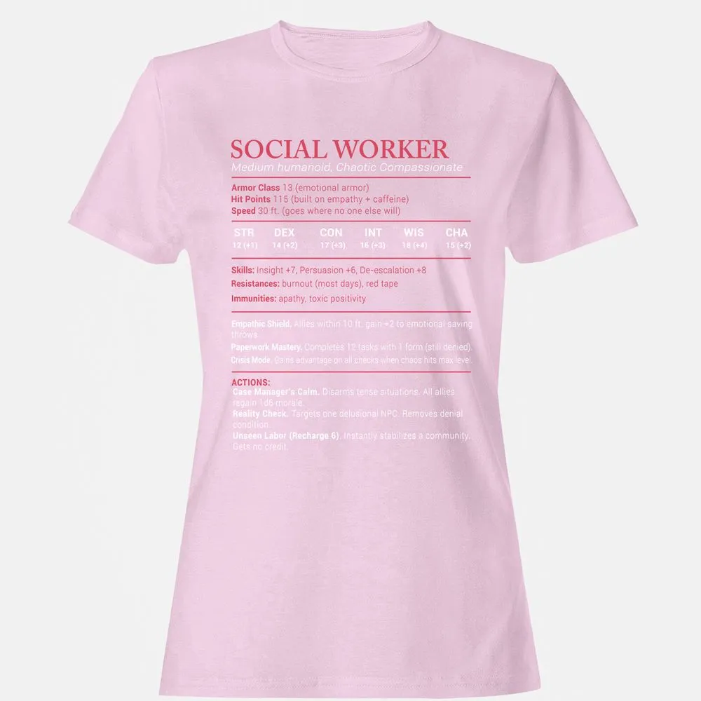Social Worker Stats Women's T-Shirt - Light Pink - 9
