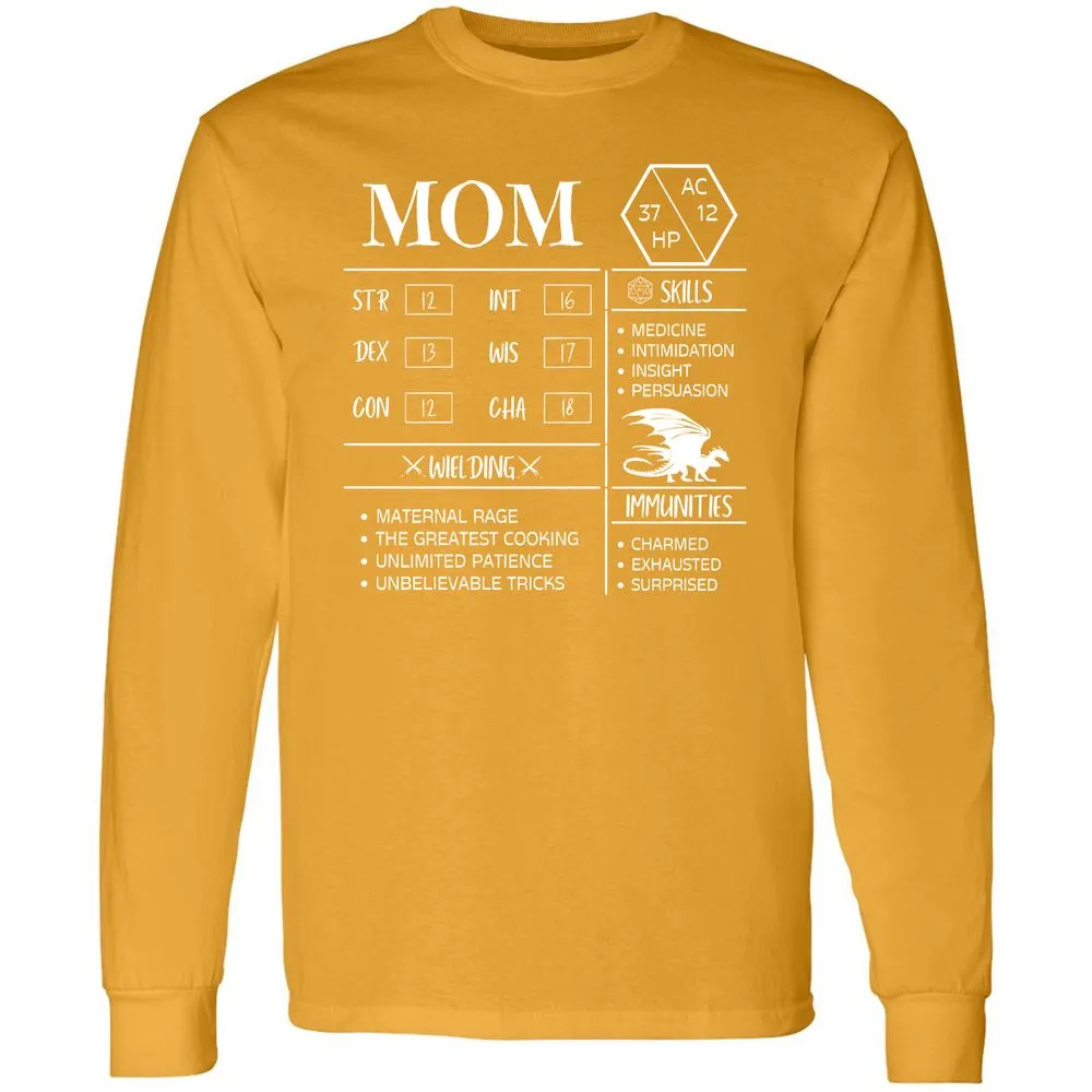 Mom Stats 2 Long Sleeve T-Shirt - Gold - 9