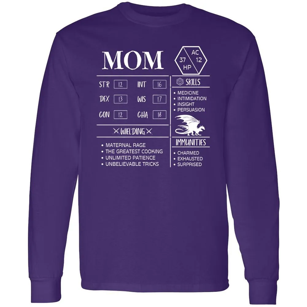 Mom Stats 2 Long Sleeve T-Shirt - Purple - 13