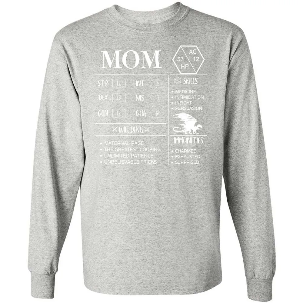 Mom Stats 2 Long Sleeve T-Shirt - Ash - 7