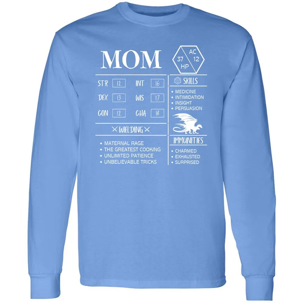 Mom Stats 2 Long Sleeve T-Shirt - Carolina Blue - 12