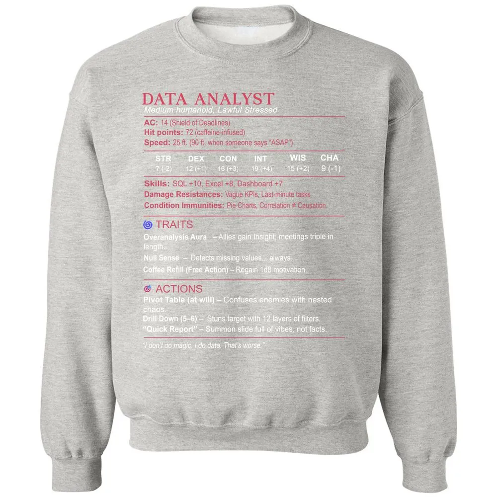 Data Analyst Stats Classic Unisex Sweatshirt - Ash - 8