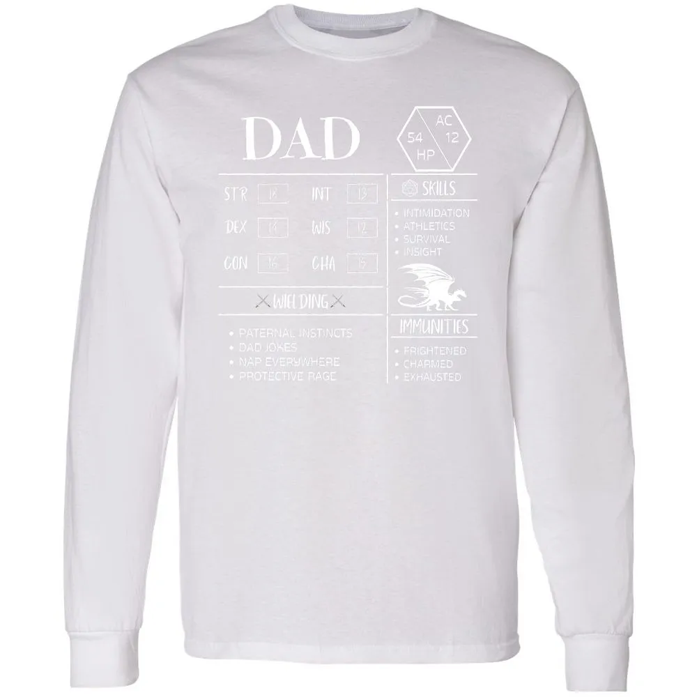 Dad Stats 2 Long Sleeve T-Shirt - White - 5