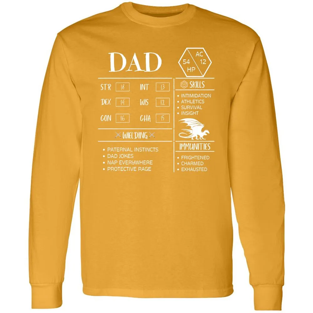 Dad Stats 2 Long Sleeve T-Shirt - Gold - 9
