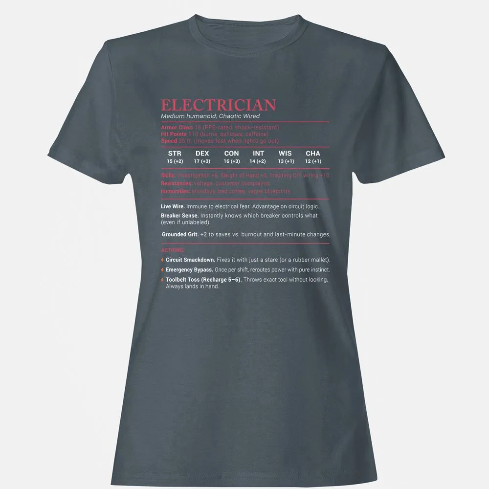 Electrician Stats Women's T-Shirt - Charcoal - 3