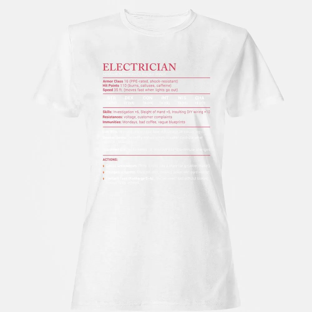 Electrician Stats Women's T-Shirt - White - 16