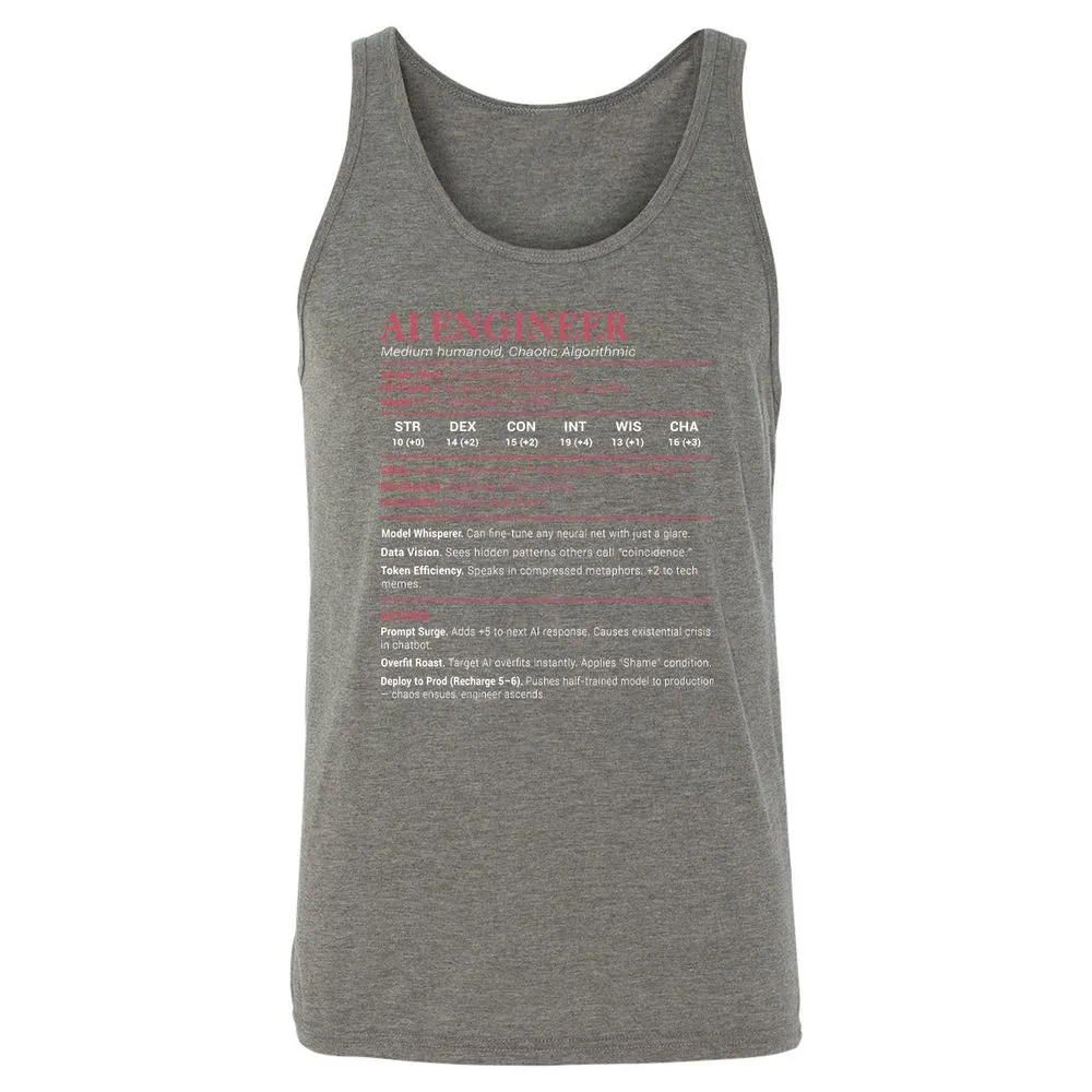 AI Engineer Stats Unisex Jersey Tank - Grey Triblend - 8