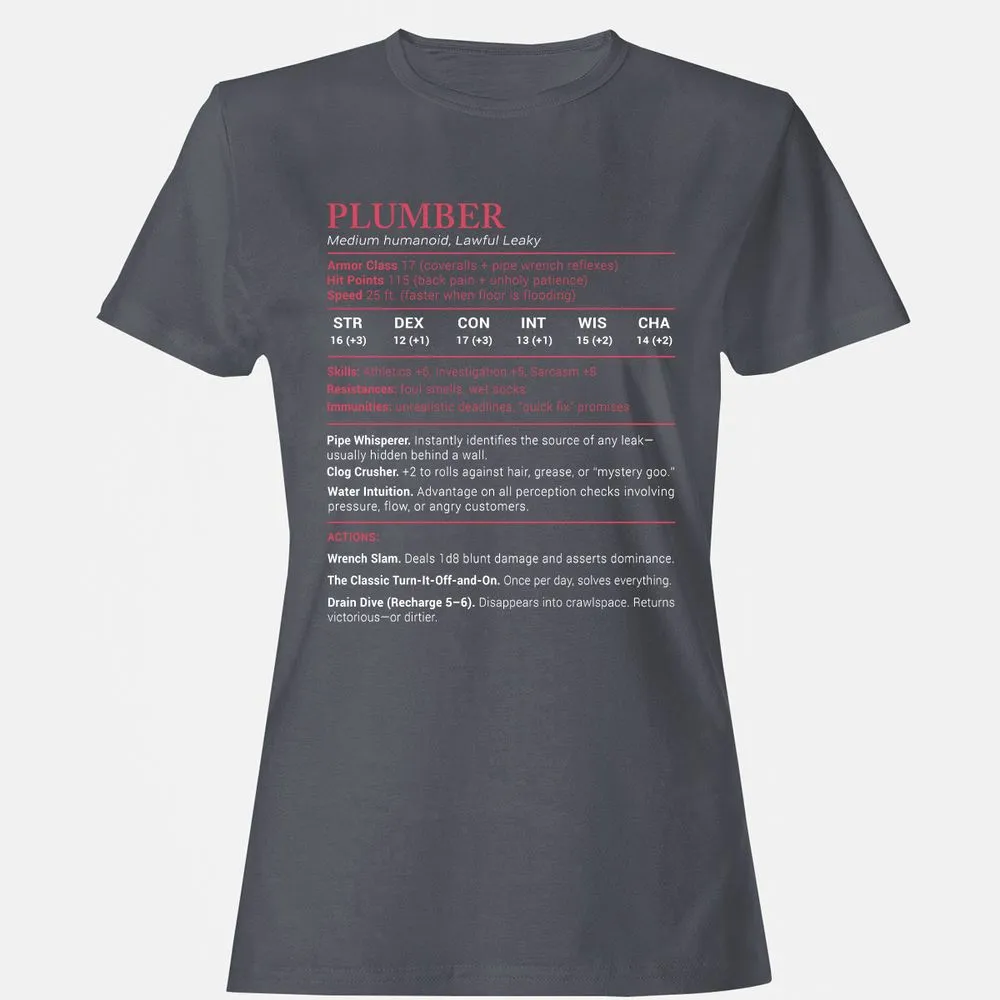 Plumber Stats Women's T-Shirt - Dark Heather - 5