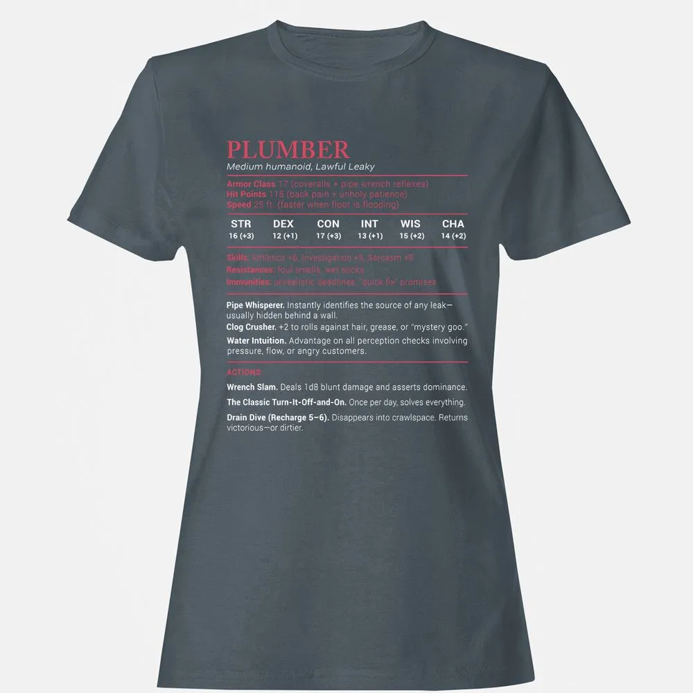 Plumber Stats Women's T-Shirt - Charcoal - 3
