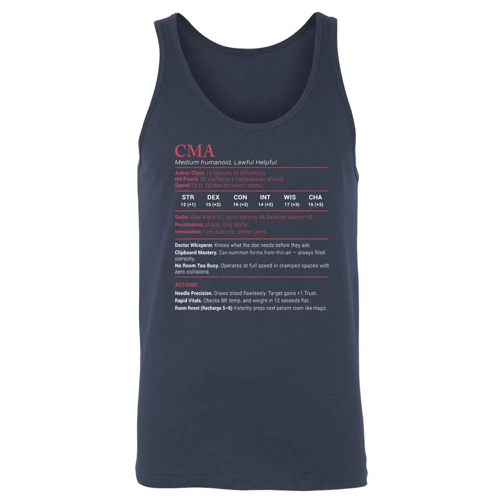 CMA Stats Unisex Jersey Tank - Navy - 2