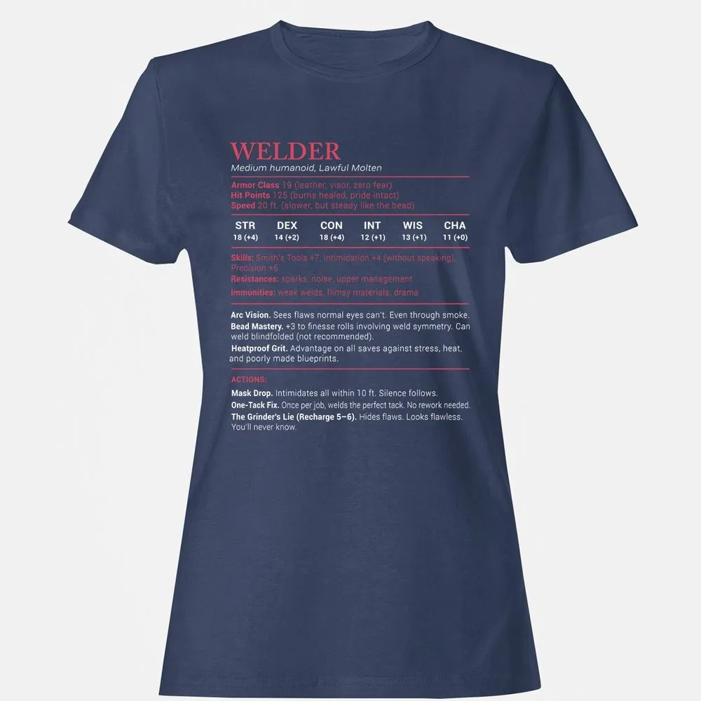 Welder Stats Women's T-Shirt - Navy - 10