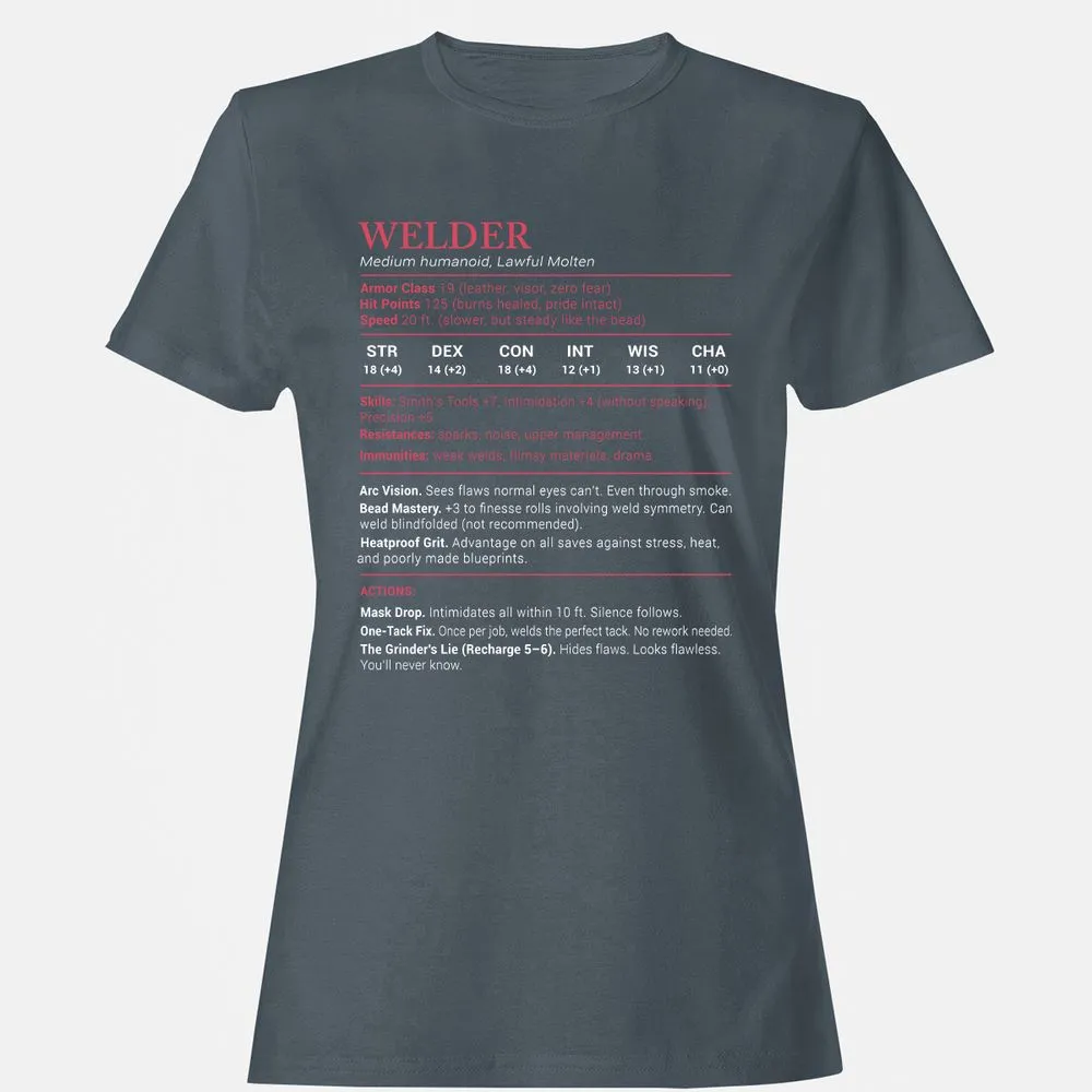 Welder Stats Women's T-Shirt - Charcoal - 3