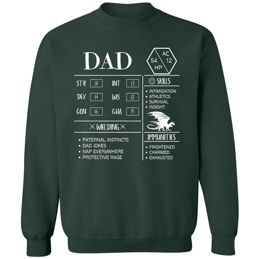 Dad Stats 2 Classic Unisex Sweatshirt - Forest Green - 4