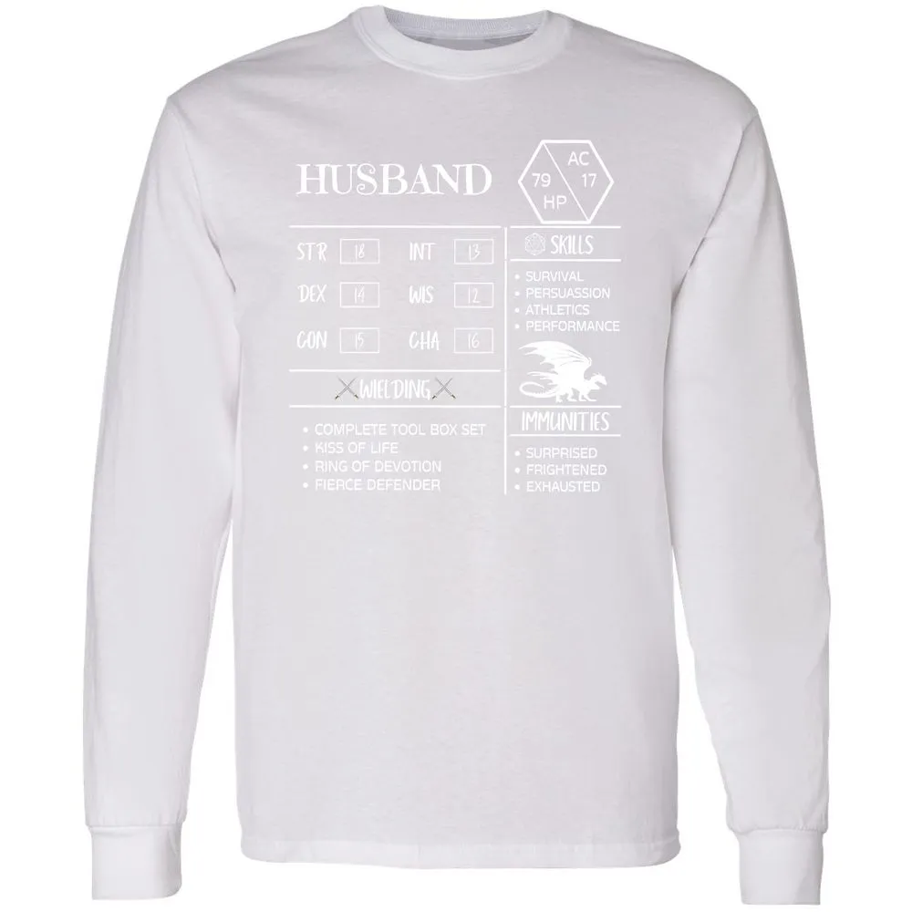 Husband Stats 2 Long Sleeve T-Shirt - White - 5