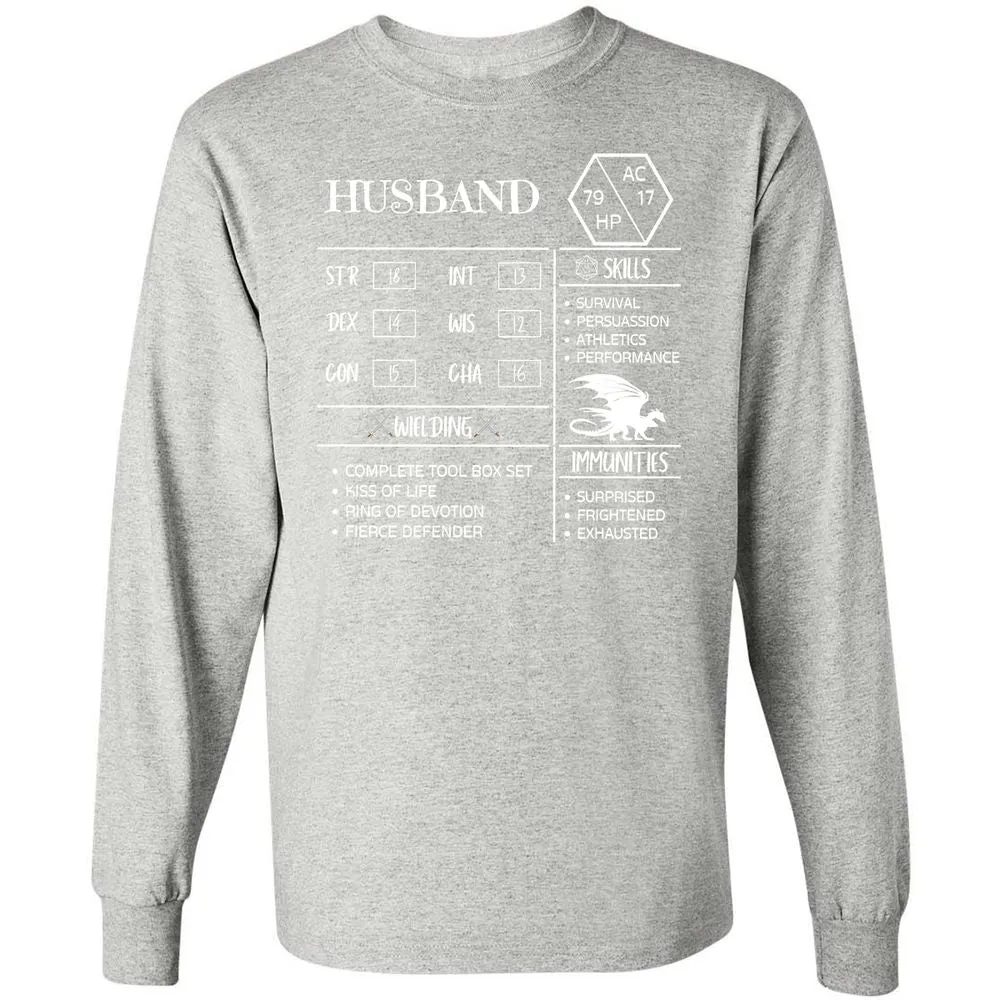 Husband Stats 2 Long Sleeve T-Shirt - Ash - 7