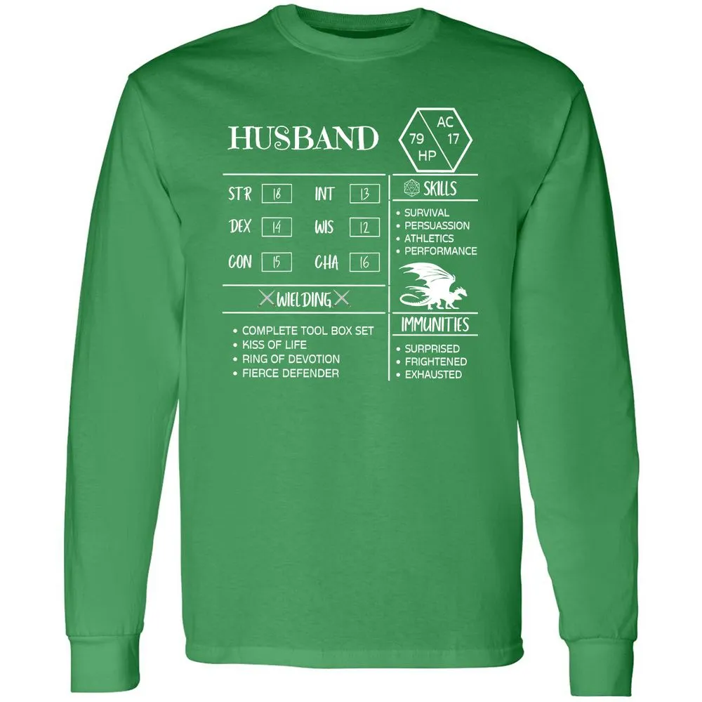 Husband Stats 2 Long Sleeve T-Shirt - Irish Green - 10