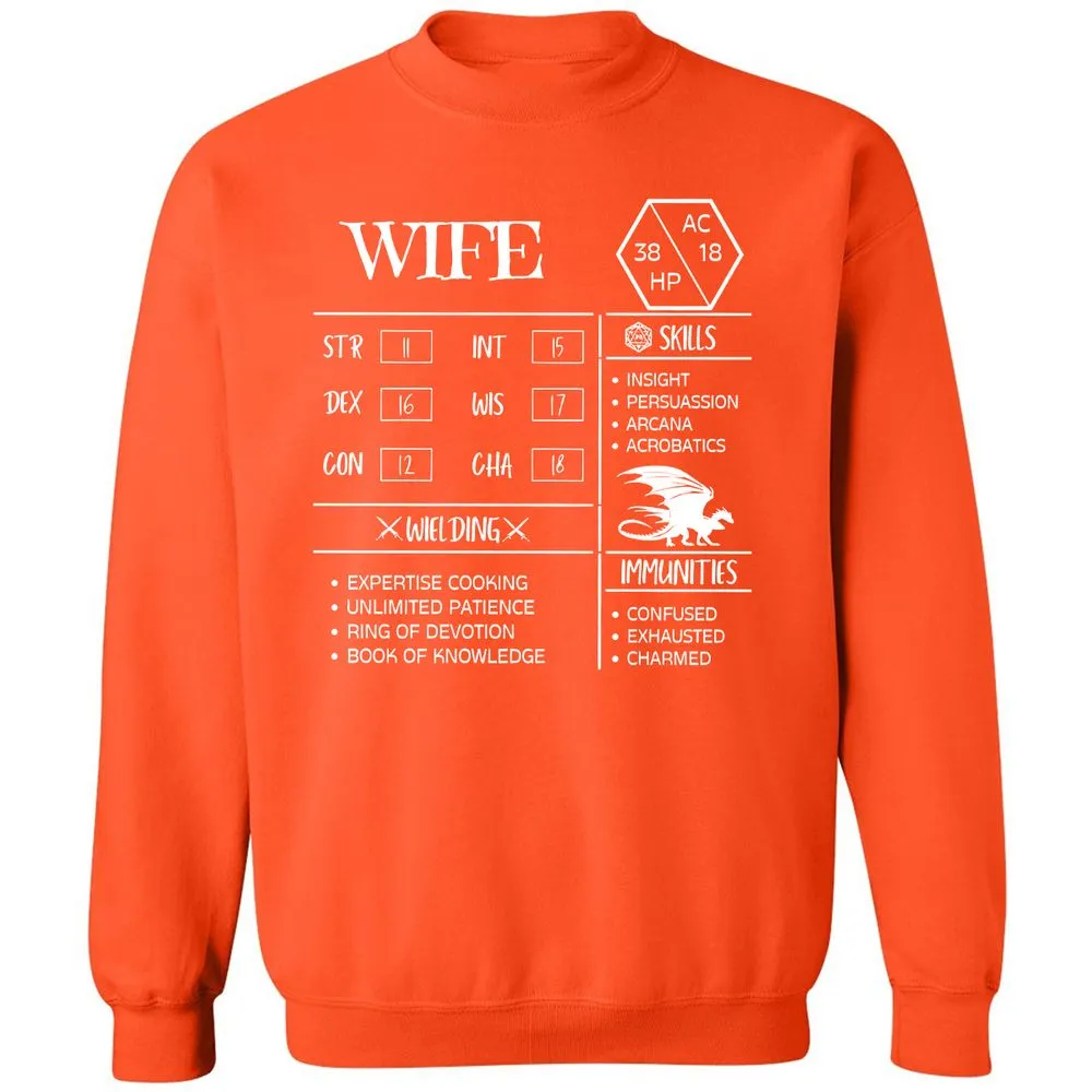 Wife Stats 2 Classic Unisex Sweatshirt - Orange - 10