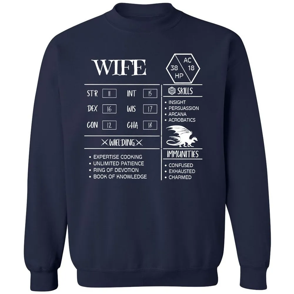 Wife Stats 2 Classic Unisex Sweatshirt - Navy - 2