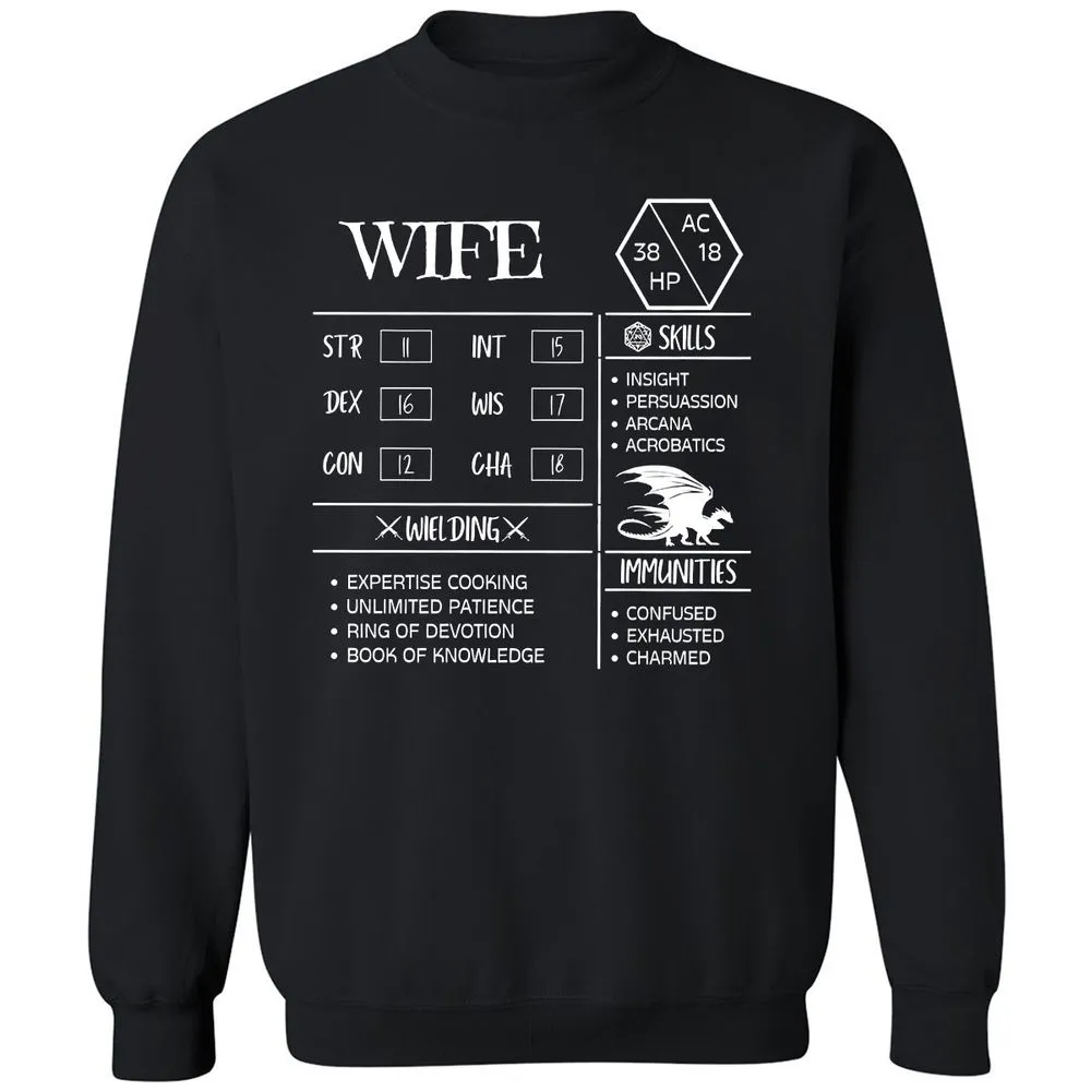 Wife Stats 2 Classic Unisex Sweatshirt - Black - 1
