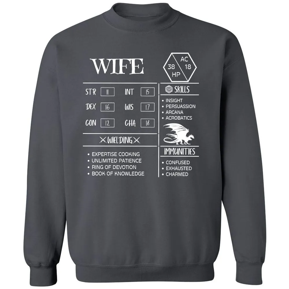 Wife Stats 2 Classic Unisex Sweatshirt - Charcoal - 7