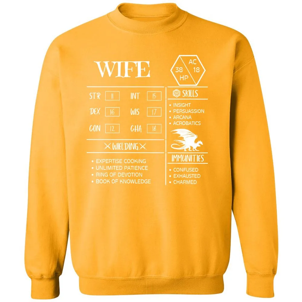 Wife Stats 2 Classic Unisex Sweatshirt - Gold - 11