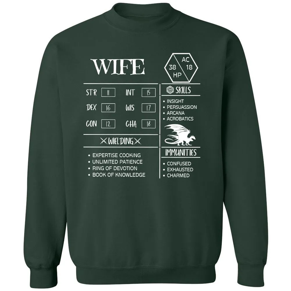 Wife Stats 2 Classic Unisex Sweatshirt - Forest Green - 4