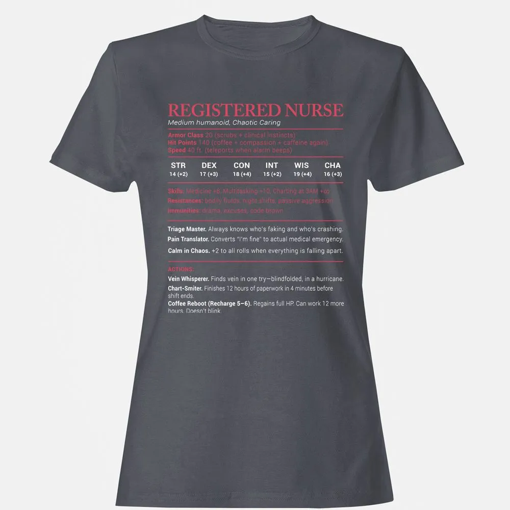 Registered Nurse Stats Women's T-Shirt - Dark Heather - 5