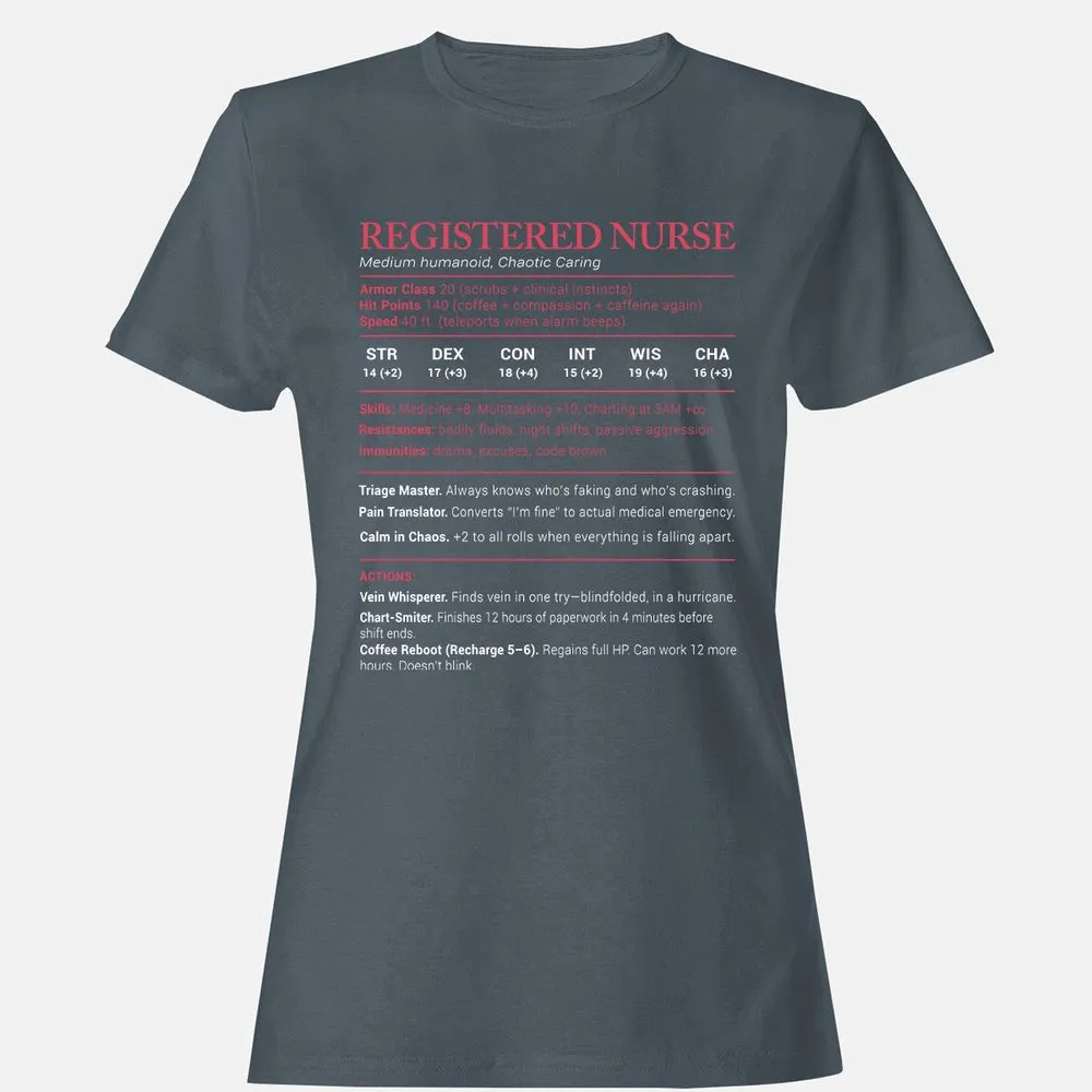 Registered Nurse Stats Women's T-Shirt - Charcoal - 3