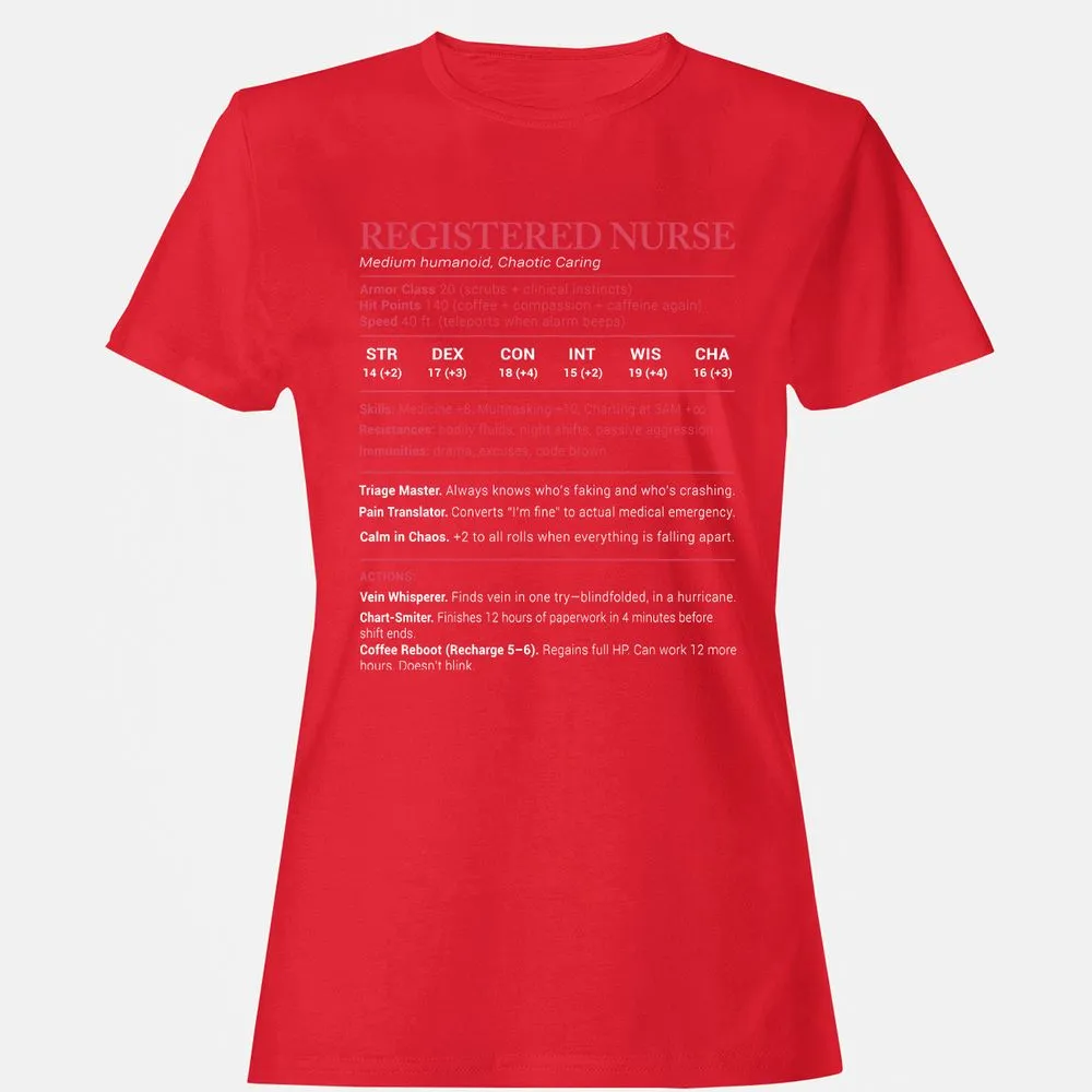 Registered Nurse Stats Women's T-Shirt - Red - 13