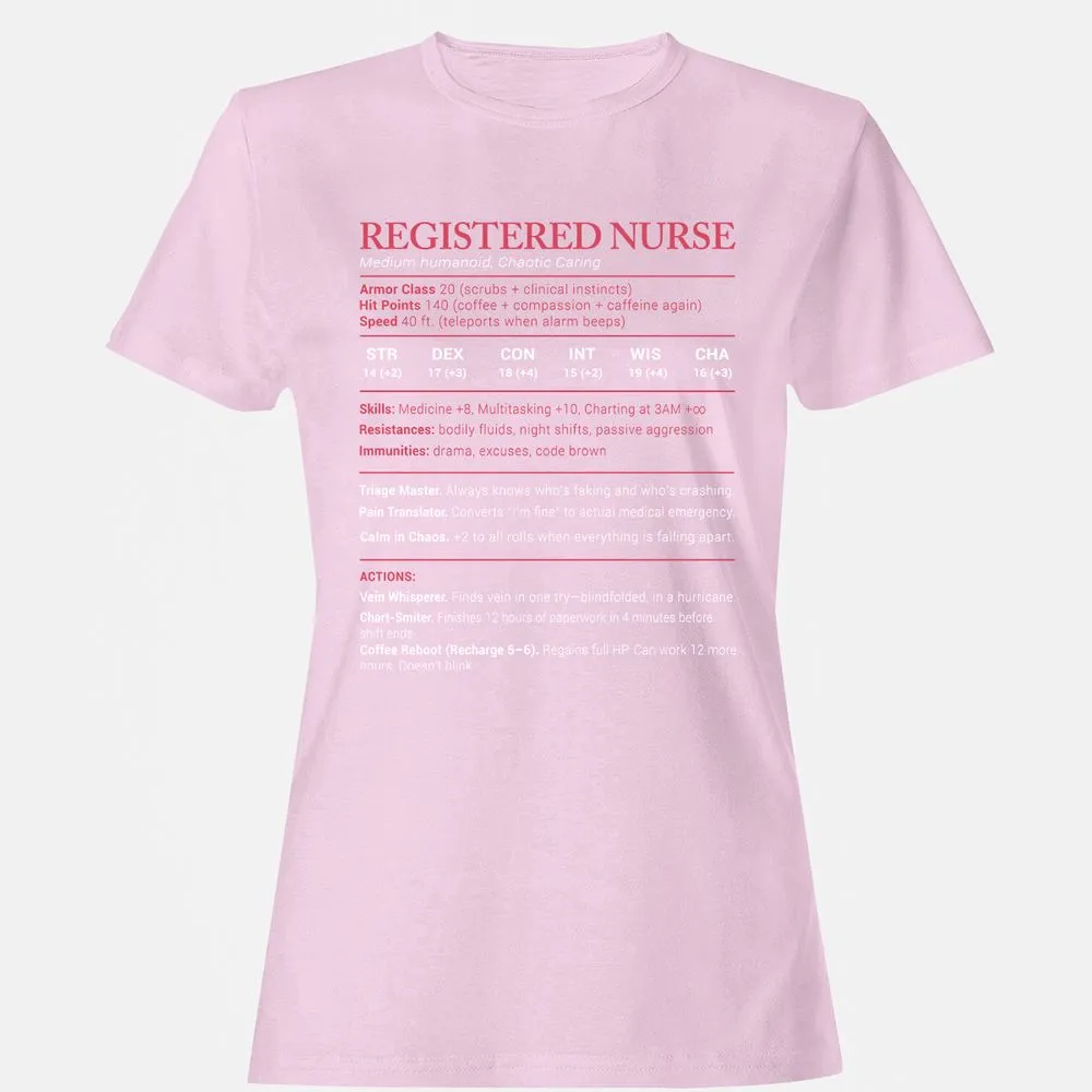 Registered Nurse Stats Women's T-Shirt - Light Pink - 9