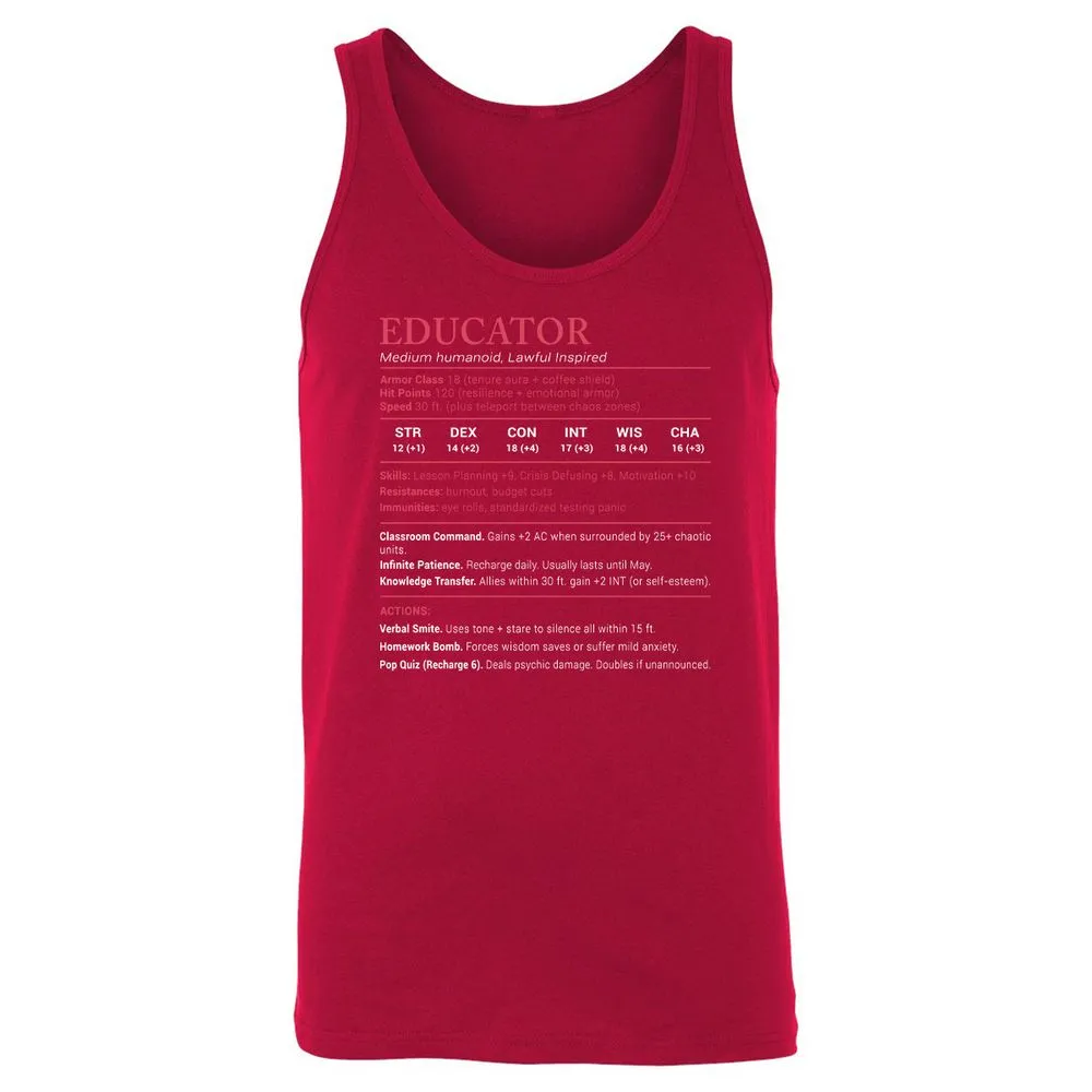 Educator Stats Unisex Jersey Tank - Red - 11