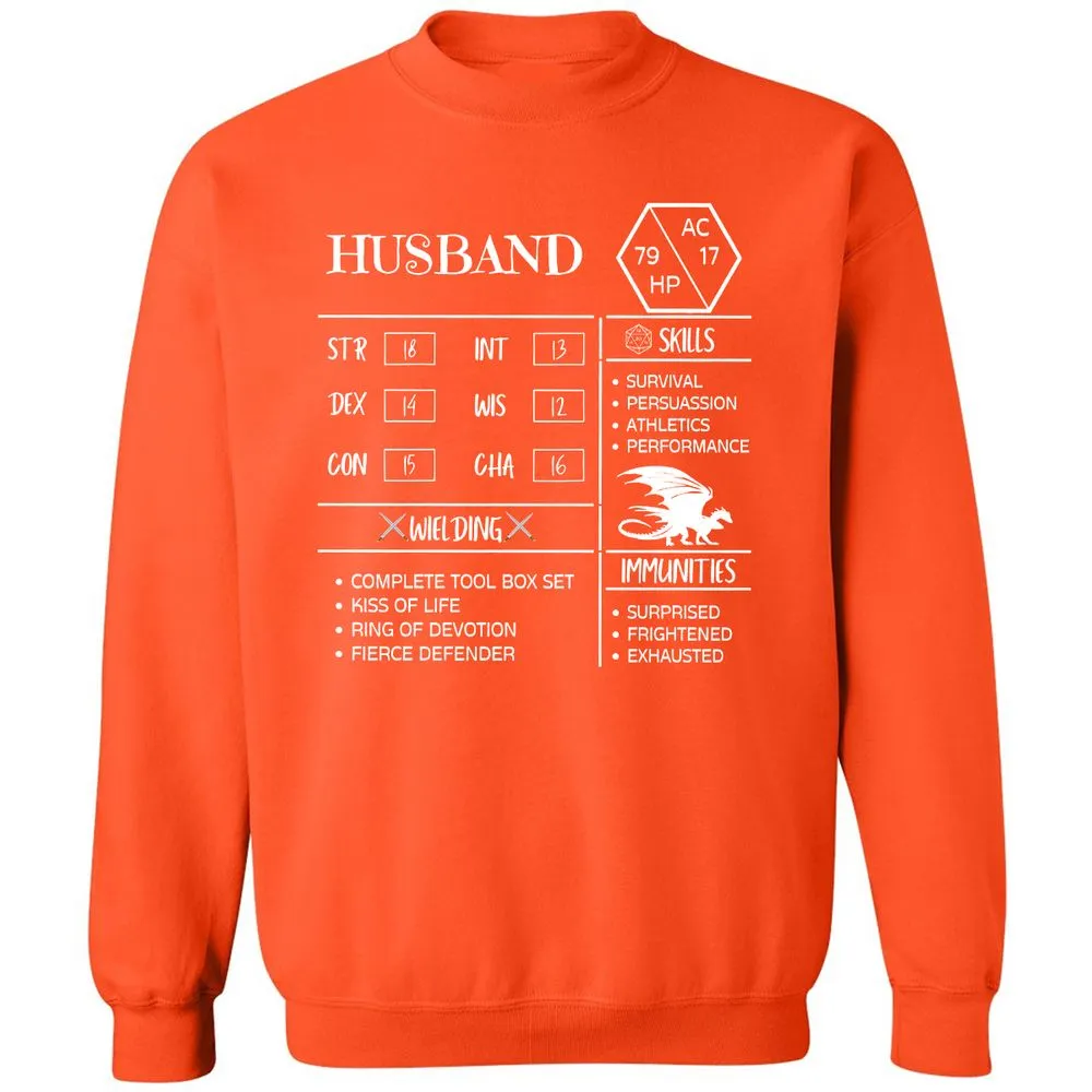 Husband Stats 2 Classic Unisex Sweatshirt - Orange - 10