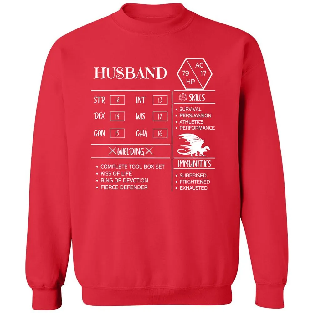 Husband Stats 2 Classic Unisex Sweatshirt - Red - 5