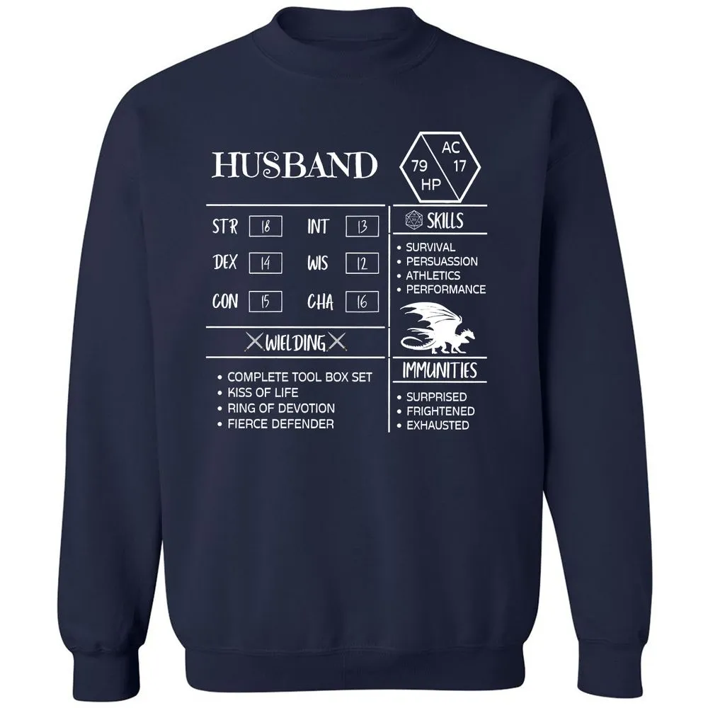 Husband Stats 2 Classic Unisex Sweatshirt - Navy - 2
