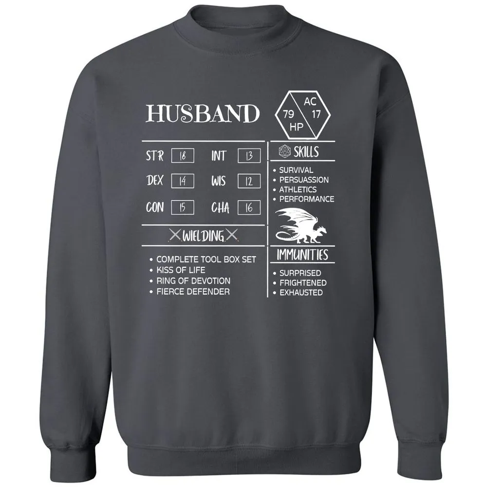 Husband Stats 2 Classic Unisex Sweatshirt - Charcoal - 7