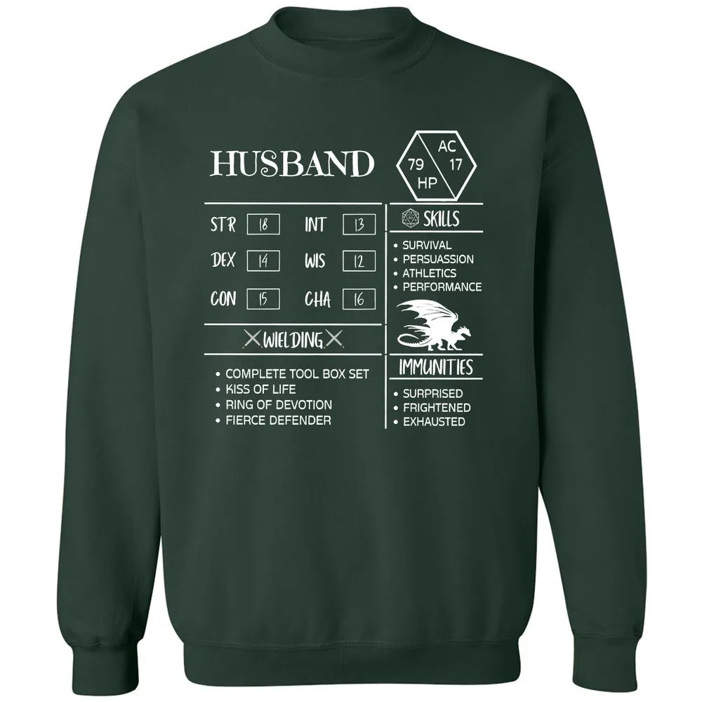 Husband Stats 2 Classic Unisex Sweatshirt - Forest Green - 4