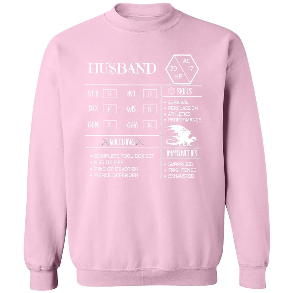 Husband Stats 2 Classic Unisex Sweatshirt - Light Pink - 3