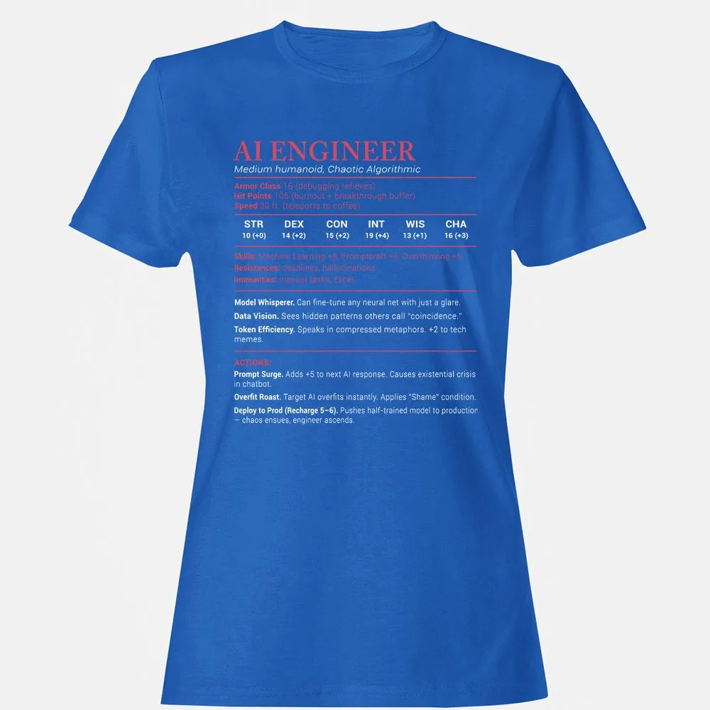 AI Engineer Stats Women's T-Shirt - Royal - 14