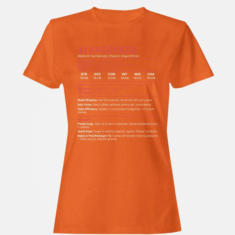 AI Engineer Stats Women's T-Shirt - Orange - 11