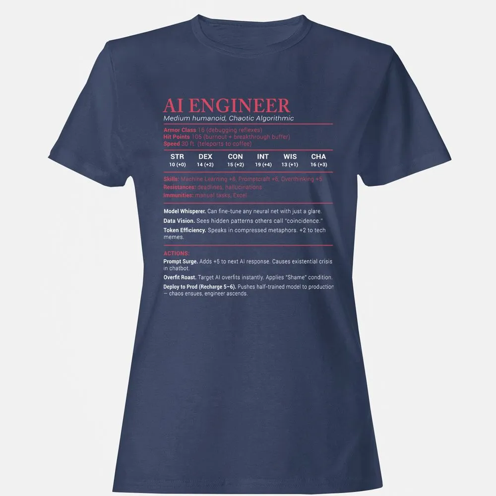 AI Engineer Stats Women's T-Shirt - Navy - 10
