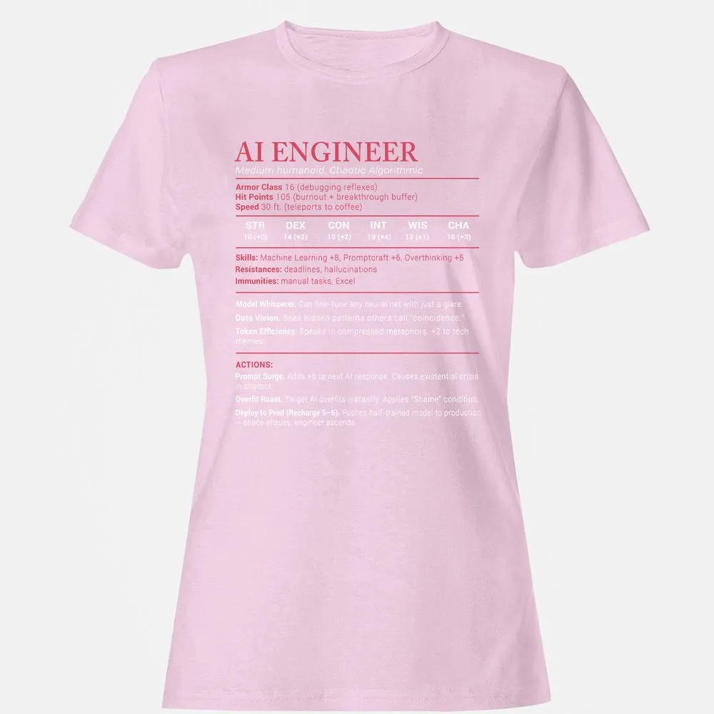 AI Engineer Stats Women's T-Shirt - Light Pink - 9