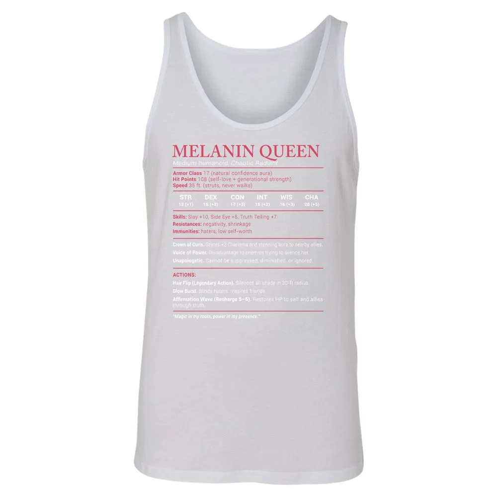 Melanin Queen Stats Unisex Jersey Tank - White - 14