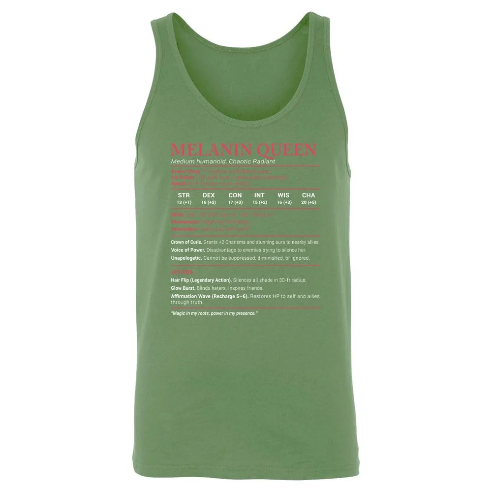 Melanin Queen Stats Unisex Jersey Tank - Leaf - 10