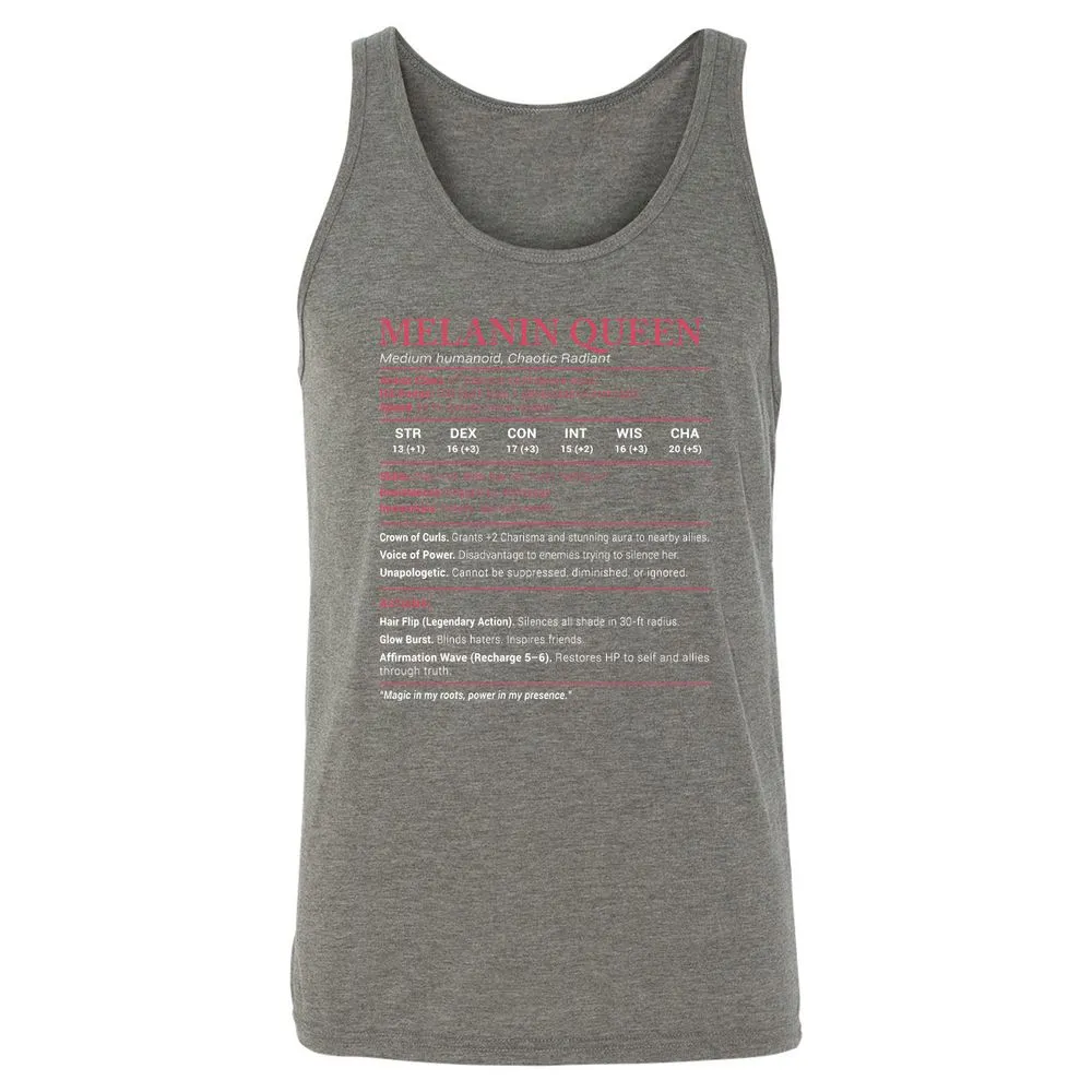 Melanin Queen Stats Unisex Jersey Tank - Grey Triblend - 8