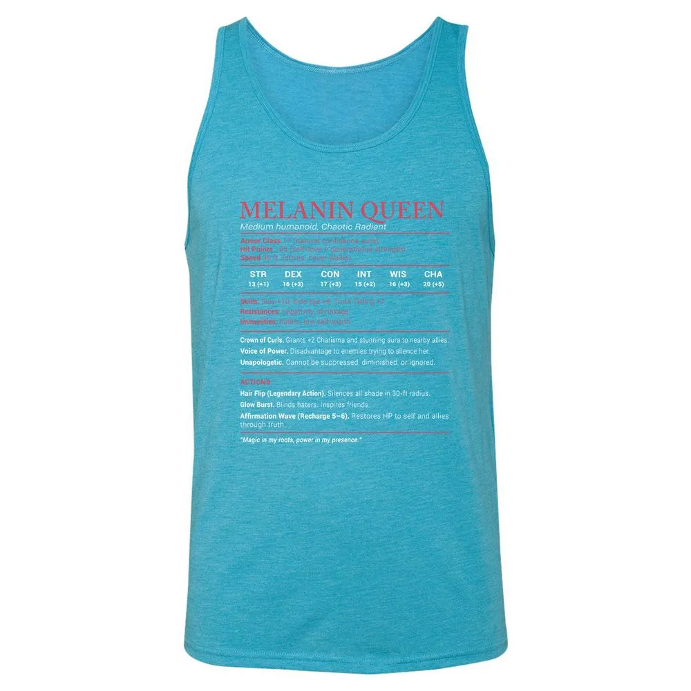 Melanin Queen Stats Unisex Jersey Tank - Aqua Triblend - 3