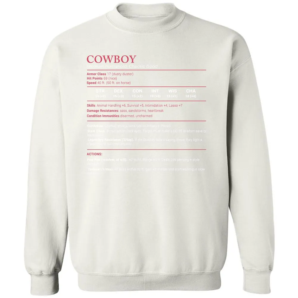 Cowboy Stats Classic Unisex Sweatshirt - White - 12
