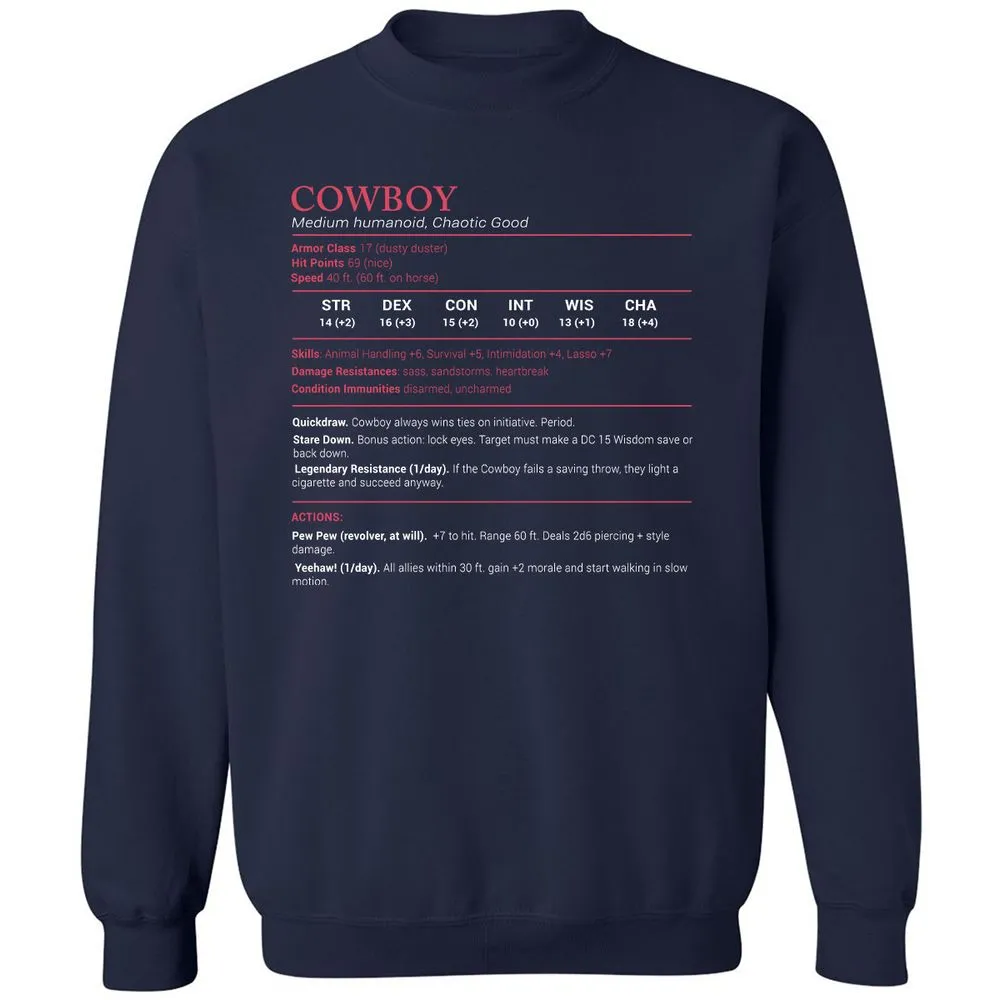 Cowboy Stats Classic Unisex Sweatshirt - Navy - 2